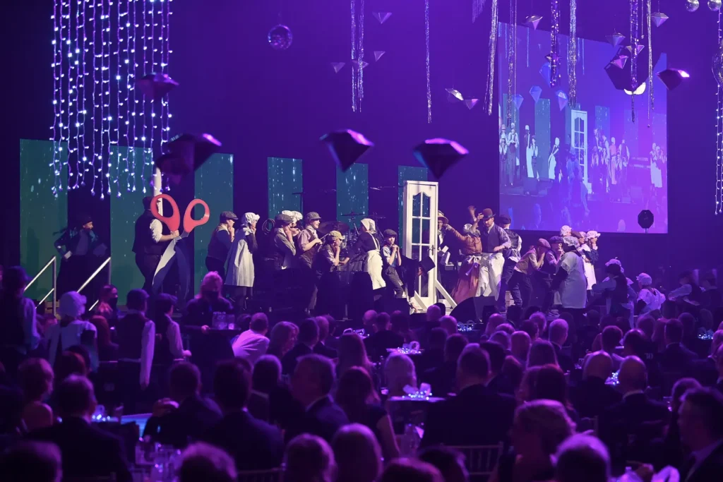 Peter Corry Productions performers at a corporate event for Hendersons group in Northern Ireland